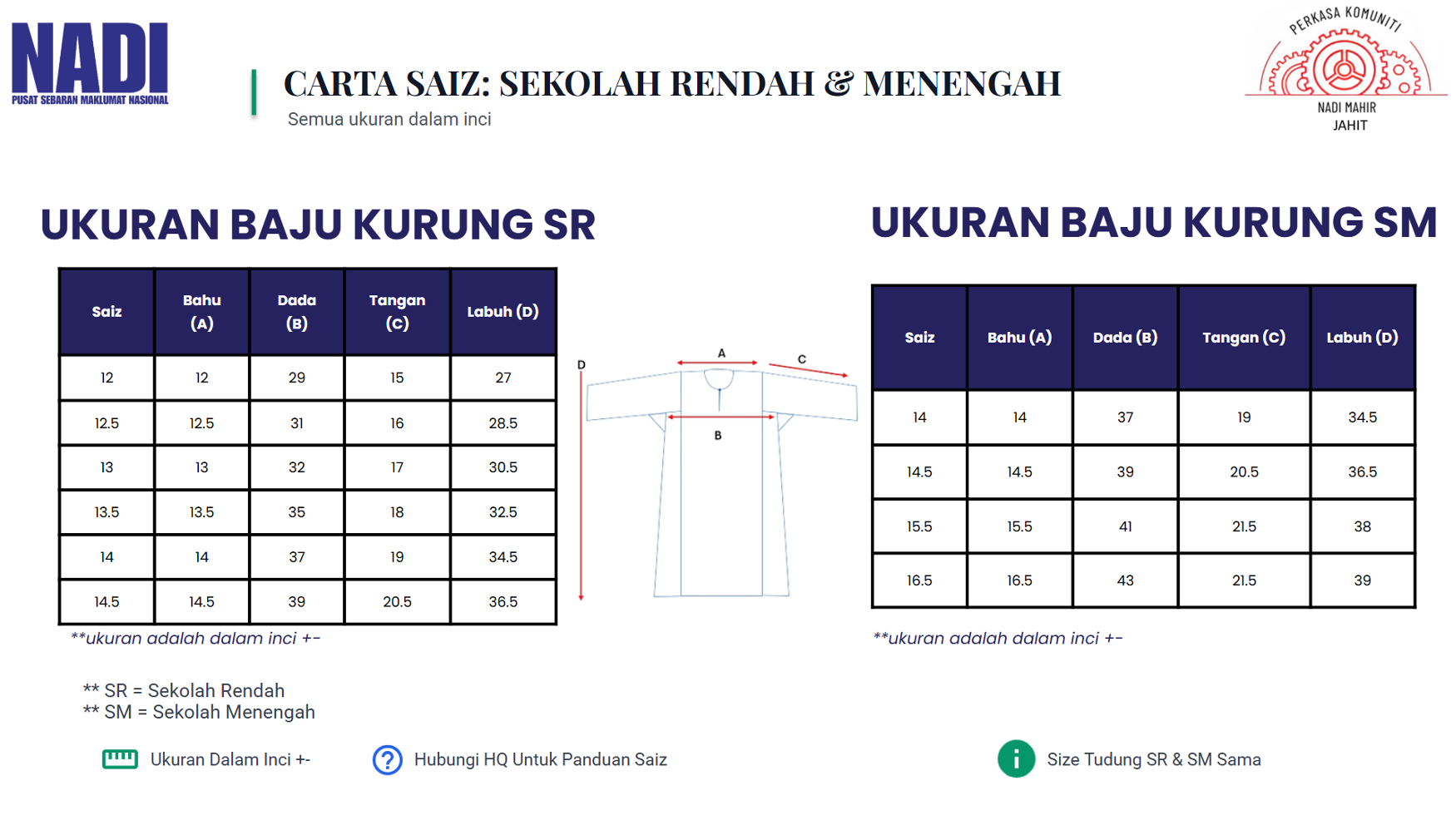 Set Uniform Sekolah Menengah NADI Saiz 14 — gambar 2