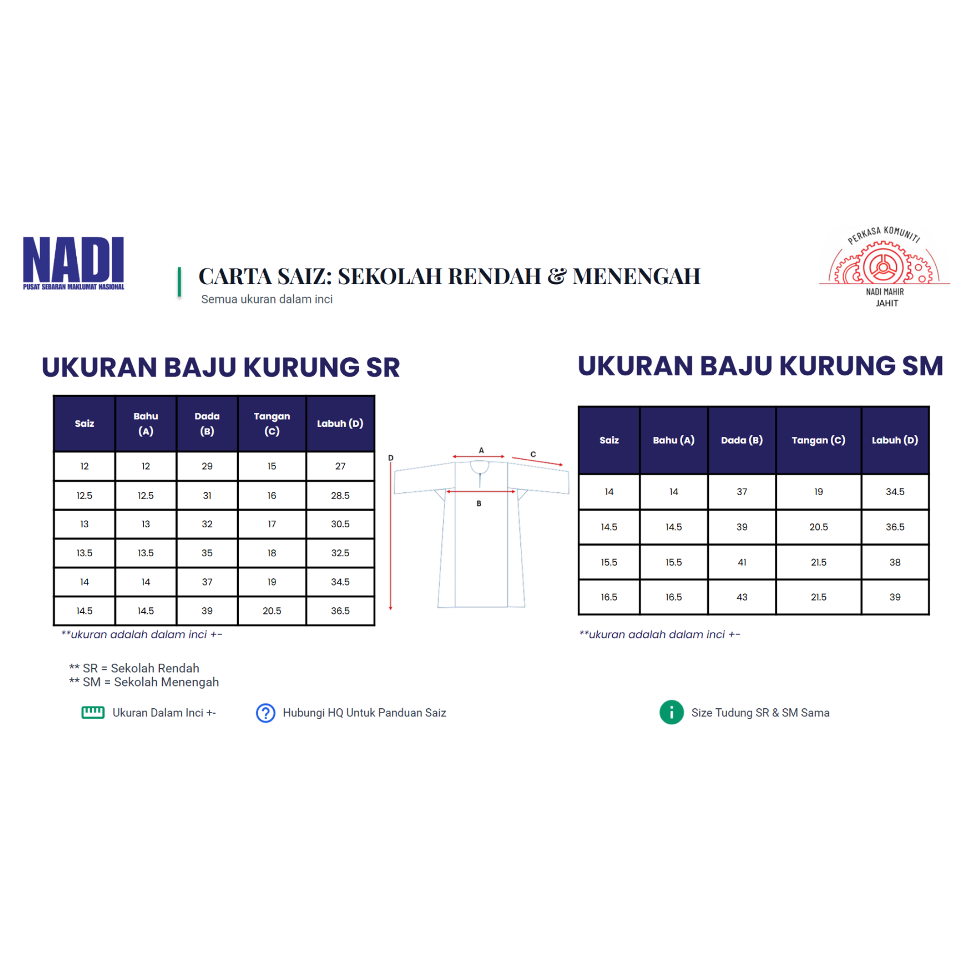 Set Baju Sekolah Rendah NADI Saiz 12 — gambar 2